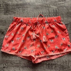 Aerie Women’s Intimates Orange Llama Camel Drawstring Silk Sleep Shorts - Small
